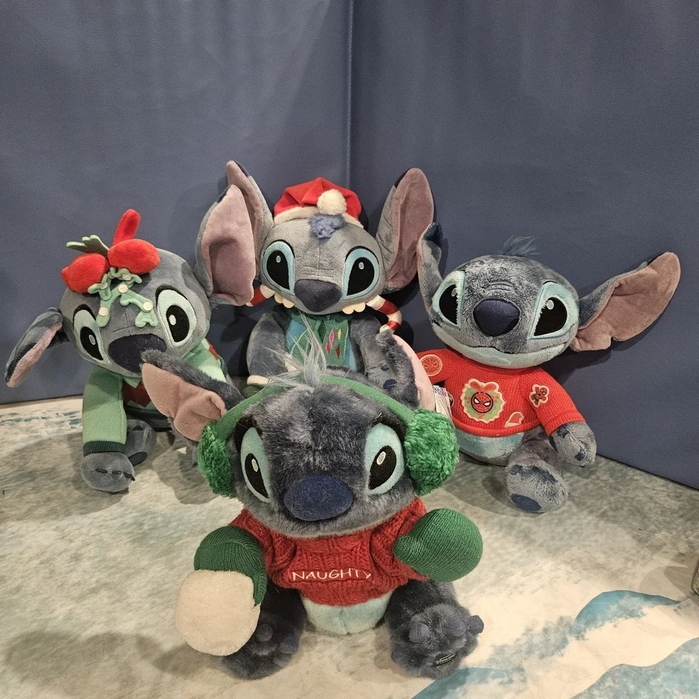 Disney Stitch‎ Christmas Holiday Plush Bundle 4 Lilo & Stitch Santa Naughty Elf